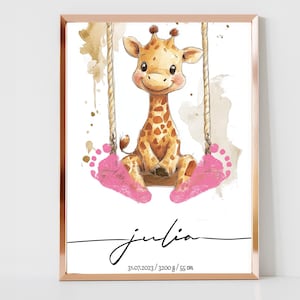Impresión personalizada de animales de nacimiento, regalo de Navidad para recién nacidos, bebé, arte de pared de guardería de huellas imprimibles, Día de la Madre, Día del Padre