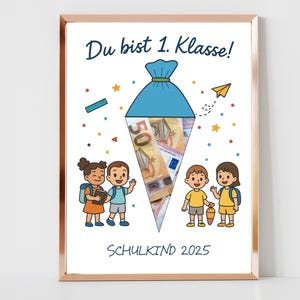Regalo personalizado de inscripción escolar para niños y niñas, regalo de dinero para el inicio de clases, cono escolar, cumplidor de deseos, descarga el calendario escolar 2025