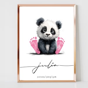 Personalisiert Geburt Tier Druck, Neugeborenen Weihnachtsgeschenk, Baby, druckbar Fußabdruck Kinderzimmer Poster, Muttertag Vatertag Oma Opa