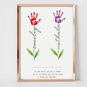 Mother's Day Gift Handprint, Personalized Gift for Mother, DIY Baby Birthday, Nanny Printable, Keepsake, Kids Flowers for Mom