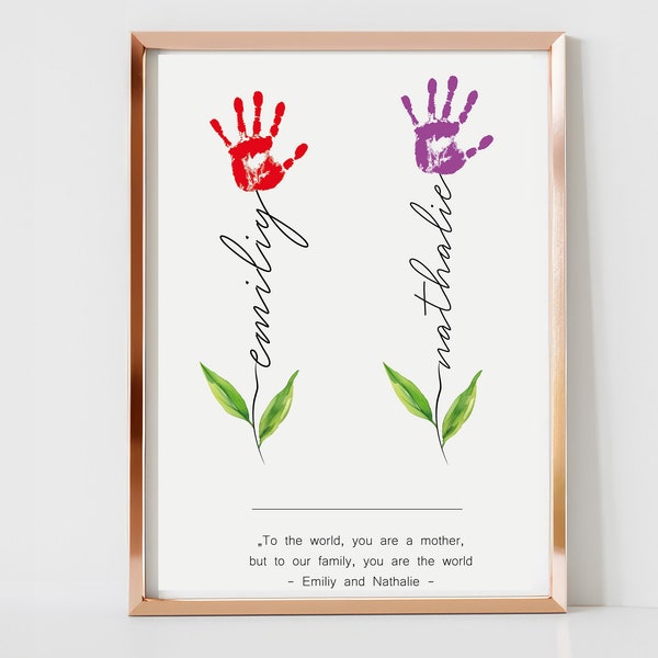 Mother's Day Gift Handprint, Personalized Gift for Mother, DIY Baby Birthday, Nanny Printable, Keepsake, Kids Flowers for Mom