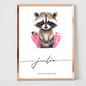 Impresión personalizada de animales de nacimiento, regalo de Navidad para recién nacidos, bebé, arte de pared de guardería de huellas imprimibles, Día de la Madre, Día del Padre