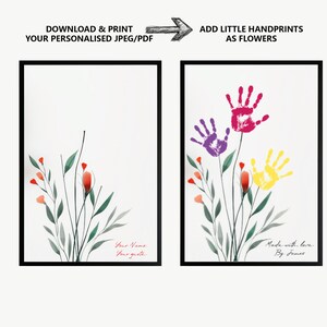 Personalisiert Geschenk für Mama Geburtblumendruck Benutzerdefiniert Blumenstrauß Bild Muttertaggeschenk Blumen digitale Kunst Handabdruck Bild 3