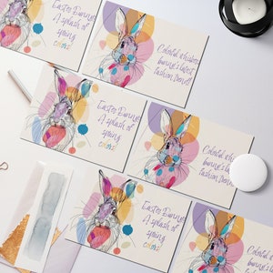 12 Niedliche Hasen Ostergrußkarten, druckbare JPG-Karte, digitaler Download, Frohe Ostern Hase Osterkarte, süße Karte, Hipster, lustig, Eier Bild 4