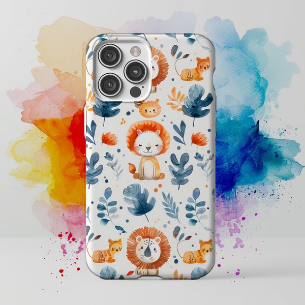 Cute Animals Lion, Forest Animals Cartoon Pattern Phone Case for IPhone 15, 14, 13, 12, 11, Phone Case for I Phone Samsung Galaxy Google