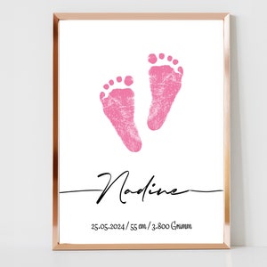 Huella Huella de la mano Bebé Cartel Imagen personalizada 1er cumpleaños Regalo Madre Día del Padre Día de la Madre Abuelos Mamá Recuerdo imprimible