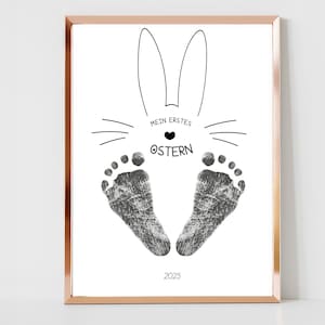 Frohe Ostern Druckbar | Oster Hase | Fußabdruck-Andenken Kinder | Geschenk Lehrer, Eltern, Großeltern, Mama, Papa, Oma, Opa | Kindergarten