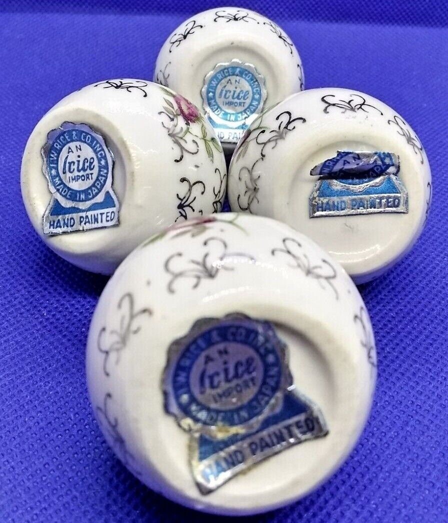 Vintage Mid Century I W Rice 4 Hand Painted Miniature Porcelain Salt ...