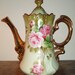 Vintage Porcelain Lefton Green Heritage Rose Teapot 3065 Creamer and ...