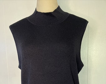 St. John Collection Sz XL Sleeveless Mock Turtleneck Sweater Black with Tags