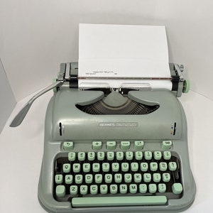 HERMES 3000 Typewriter 1959 Switzerland Serial # 3020792 w/ Case, Key & Manuals