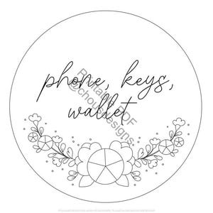 phone, keys, wallet - PDF Pattern Printable
