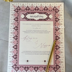 Certificat de mariage religieux / Nikkah Certificate