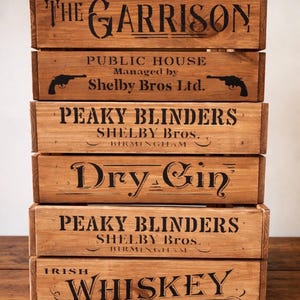 Peaky Blinders Wooden Crate: Whiskey, Gin, Garrison Pub Design Thomas  Shelby Shelby Bros