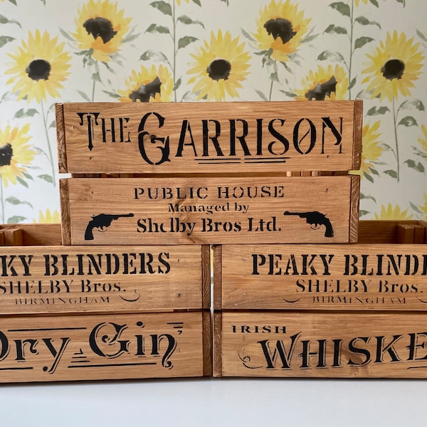 Peaky Blinder Wooden Crate Whiskey Gin The Garrison Thomas Shelby Shelby Bros