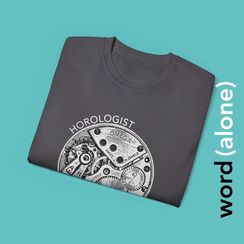Horolog T-Shirt - Omega Uhrwerk - Word (Alone) Grafik Bild 2