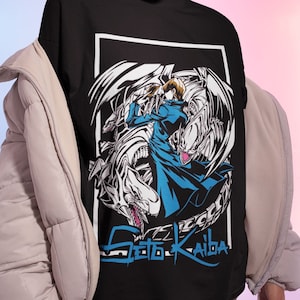 Anime Duel King T-shirt zwart unisex, zwart shirt alle maten