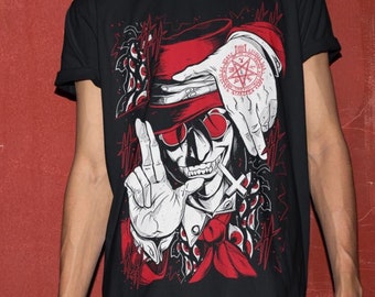 Koszulka Ultimate Vampire, bluza z kapturem Vampire, koszula Anime Hellsing, bluza z kapturem Alucard Hellsing, koszula Hellsing, bluza z kapturem Pentagram, koszulka Hellsing