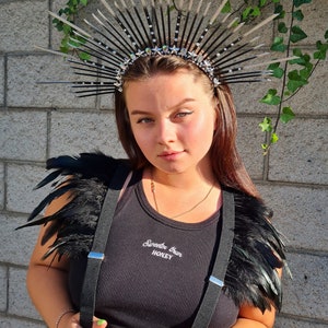 Feather suspenders, Halloween, Festival costume, Rave outfit, Party wear, Burning Man attire, headband, edm apparel, festival clothing
