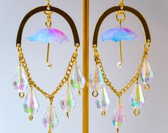 Boucles d'oreilles parapluie et pluie