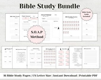 16 Page Bible Study Bundle, SOAP Method, Bible Study Journal Pages, PDF Printable, Instant Download, Bible Study Template, Bible Study Notes