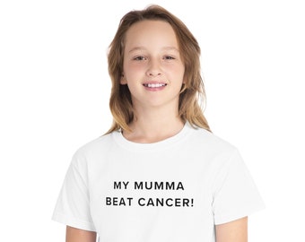 Mijn Mumma versloeg kanker - Kinder katoenen T-shirt | T-shirt | T-shirt | Kanker cadeau | Kanker aanwezig | Chemotherapie cadeau-idee | Kanker is stom