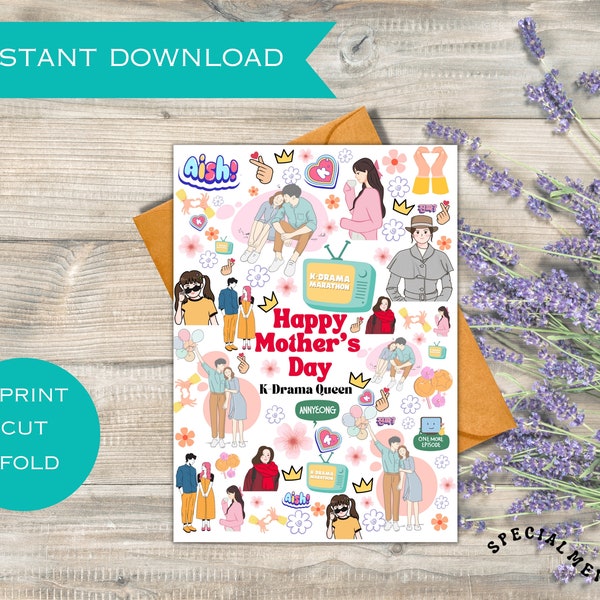 Happy Mother's Day Card for Mom's from Daughter, Mother's Day Card Printable, Card for Sister, Kdrama, Mother's Day Gifts, Queen of Tears