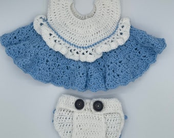 Crochet baby girl dress and diaper cover