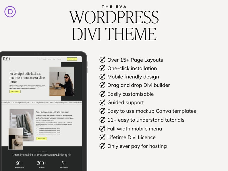 WordPress Website Template, Divi Theme Template, WordPress Divi Theme, Template for Coaches, SMMs and Service Based Businesses