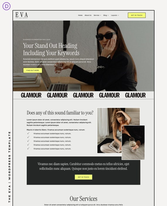 Website Template for Divi Theme & Wordpress | WordPress Divi Theme | WordPress Website | Template For Coaches, SMMs and Service Providers