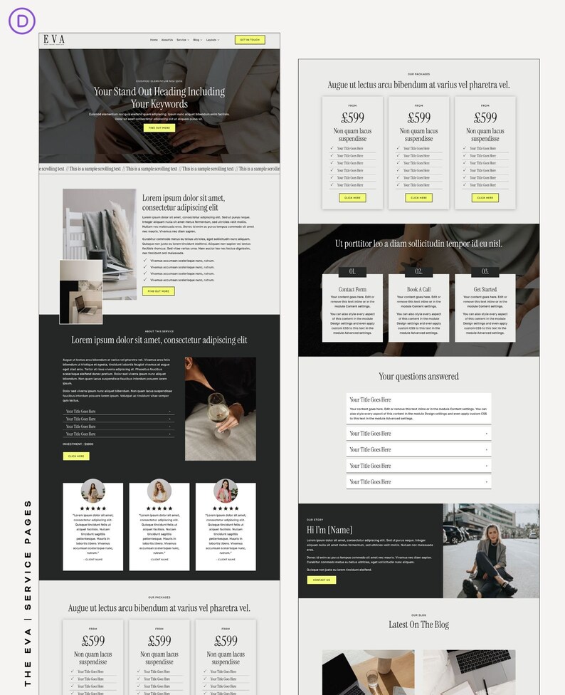 WordPress Website Template, Divi Theme Template, WordPress Divi Theme, Template for Coaches, SMMs and Service Based Businesses
