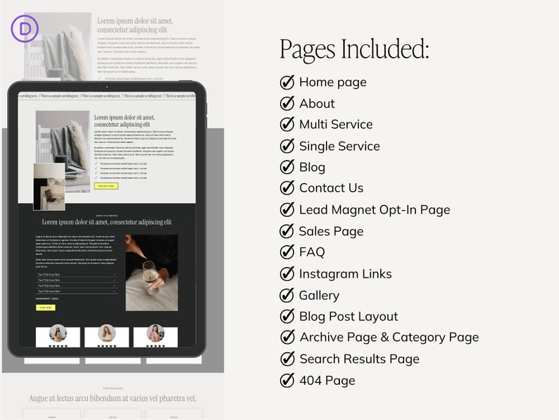 WordPress Website Template, Divi Theme Template, WordPress Divi Theme, Template for Coaches, SMMs and Service Based Businesses