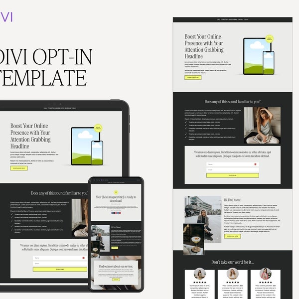 Divi Opt-In Page | Lead Magnet Page Template for Divi Theme & Wordpress | Opt-in Template | Landing Page for Lead Magnet | Email Marketing