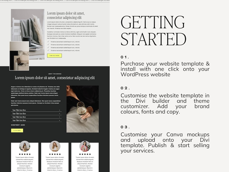 WordPress Website Template, Divi Theme Template, WordPress Divi Theme, Template for Coaches, SMMs and Service Based Businesses