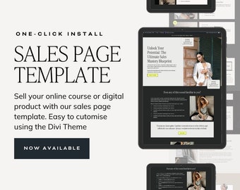 Long Form Sales Page Template for Divi Theme & Wordpress | Sales Funnel Divi Theme | Sales Page For Courses, Programs and Digital Products