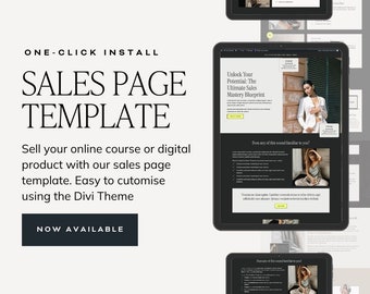 Modello di pagina di vendita in formato lungo per tema Divi e Wordpress / Tema Divi canalizzazione di vendita / Pagina di vendita per corsi, programmi e prodotti digitali