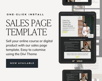 Modèle de page de vente détaillée pour thème Divi et Wordpress | Thème Divi de l'entonnoir de vente | Page de vente pour les cours, les programmes et les produits numériques