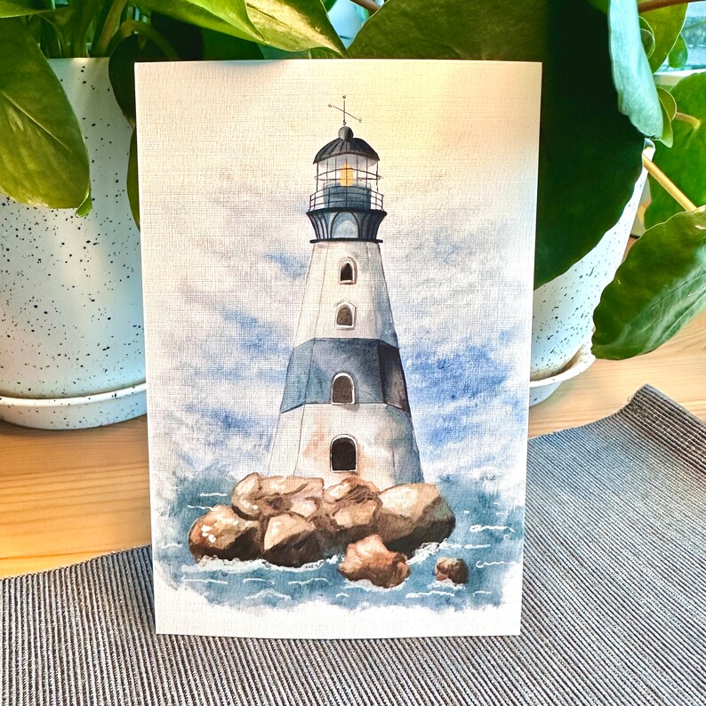 Lighthouse Watercolor Print - Etsy