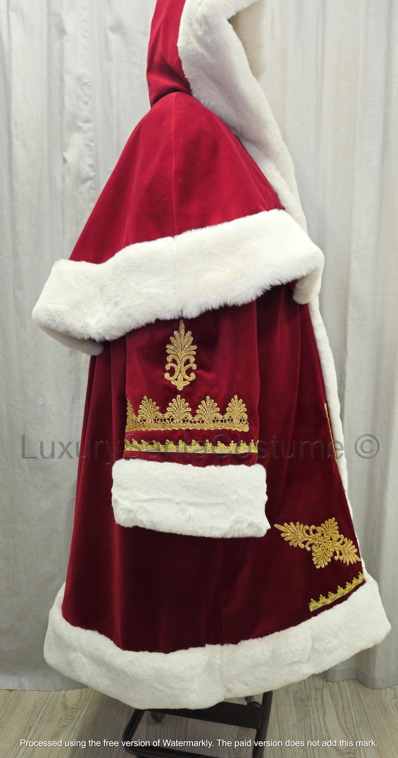 Hooded Santa Robe With Single Shawl Collar, Made With Deluxe Ruby Red ...