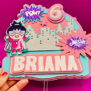 Superheldin Tortendeko: Pinke Tortendeko, Party Dekoration, 6