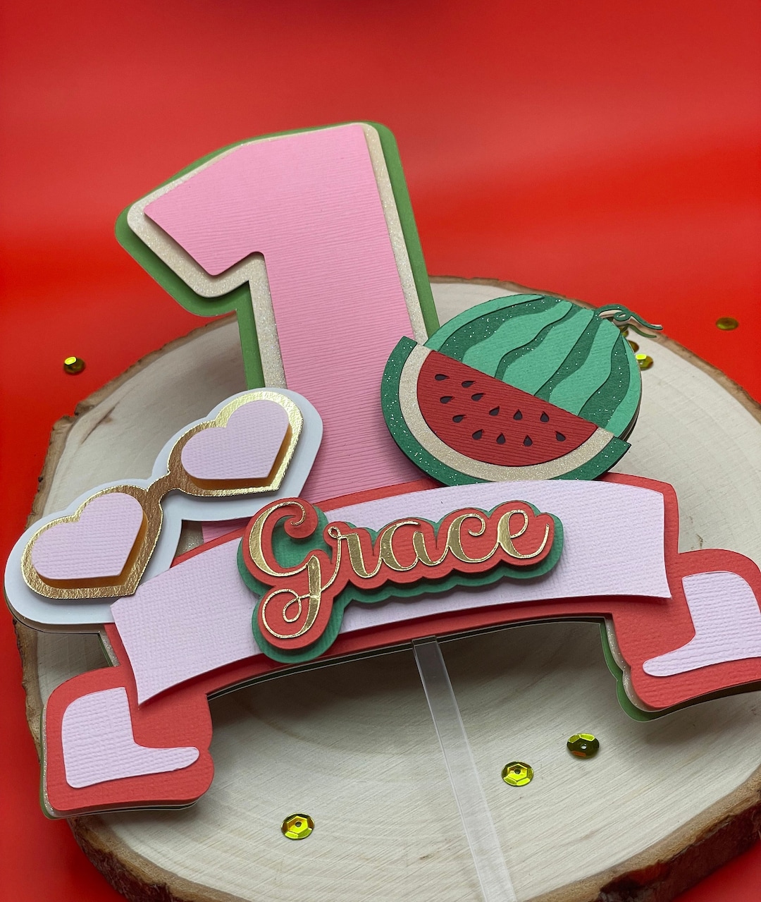 Topper Meilon Watermelon Cake Topper One in a Melon Cake Topper for Watermelon 1st ...