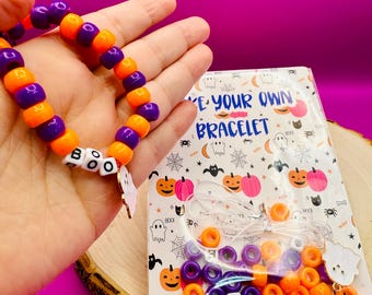 Halloween Bracelet DIY Kit: Skull & Ghost Charms Craft Activity