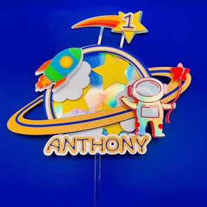 space cake topper first year astronaut cake topper 1 year cake decoration stars cake topper  space party decoration planets birthday party