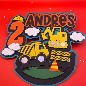 Construction Cake Topper: 2nd Birthday Truck Theme Party Decor