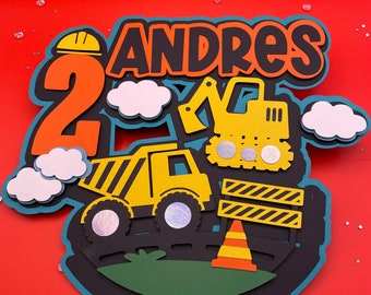 Construction Cake Topper: 2nd Birthday Truck Theme Party Decor