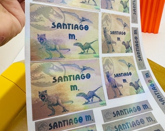 Personalized Dinosaur Name Stickers, Waterproof Kids School Labels