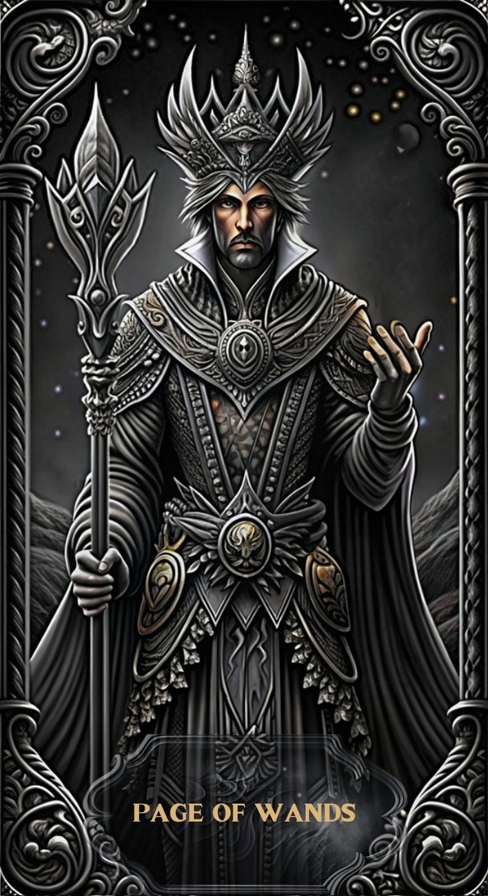 Digital Tarot Deck Card , Complete Tarot With 78 Cards , Black and ...