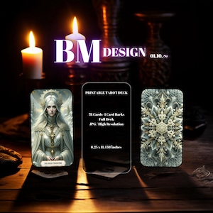 Carta de baralho de tarô digital, tarô completo com 78 cartas, carta de tarô do inverno está chegando, baralho de tarô para impressão, adivinhação e orientação instantânea,