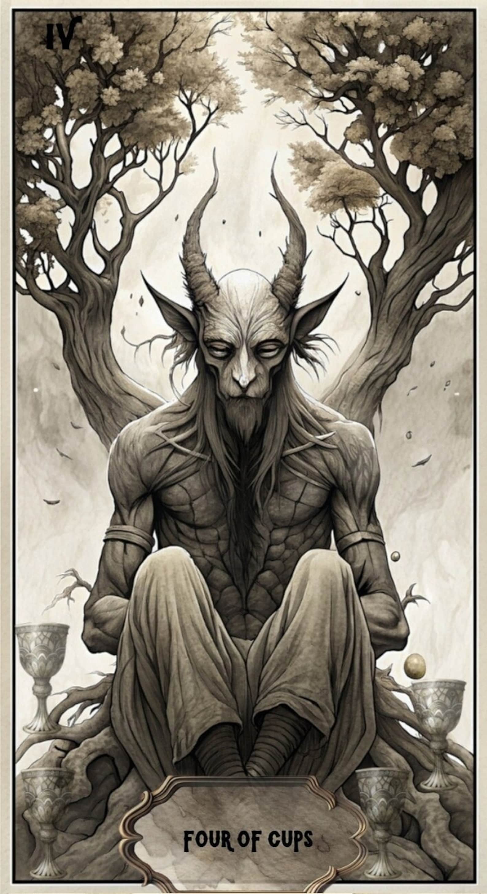 Digital Tarot Deck Card , Printable Complete Tarot With 78 Cards , Demons Tarot Card, Printable ...