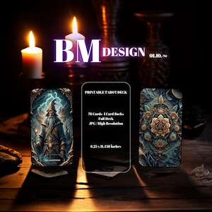 Carta de baralho de tarô digital, tarô completo com 78 cartas, baralho de tarô imprimível, baralho de tarô digital para adivinhação e orientação instantânea